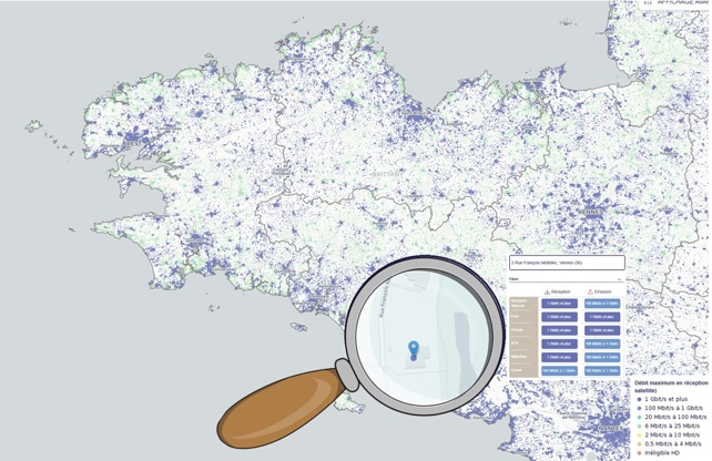 Identifier l’opérateur d’infrastructure Pour commencer, rendez-vous sur Ma Connexion Internet (site de l’Arcep). Puis zoomez jusqu’à votre parcelle, cliquez sur une pastille voisine et notez le nom de l'opérateur.