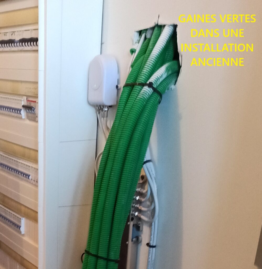 Gaine verte dans une installation ancienne