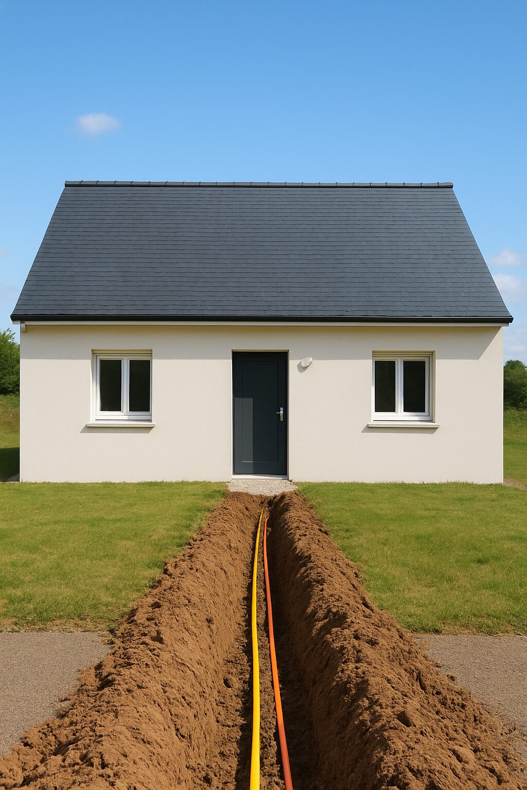 Illustration d'IA pour un le raccordement à la fibre optique d'une maison neuve